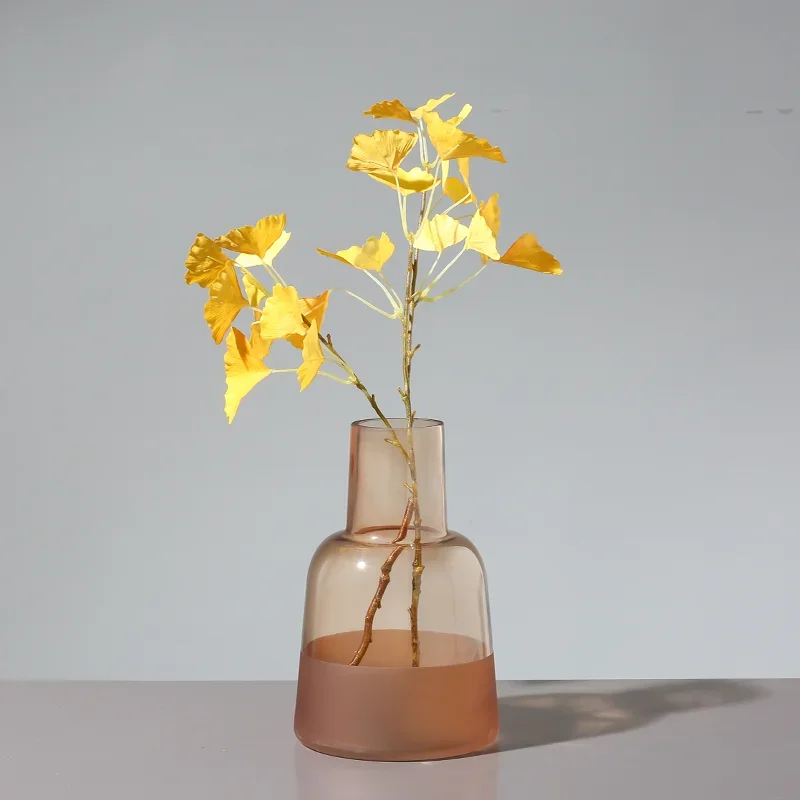 Light Luxury Glass Vase Home Decor Living Room Vase Terrarium Desktop Pink Matte Flower Pot декор