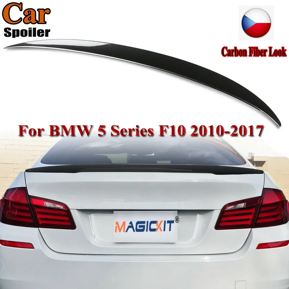 MagicKit  Carbon Fibre Look Rear Boot ABS Spoiler P Style For BMW 5 Series F10 Saloon