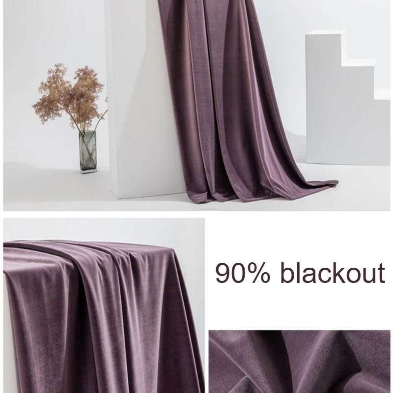 American Brown Light Luxury Velvet Curtains Dark Brown Velvet Custom Blackout Floating Curtains for Living Dining Room Bedroom