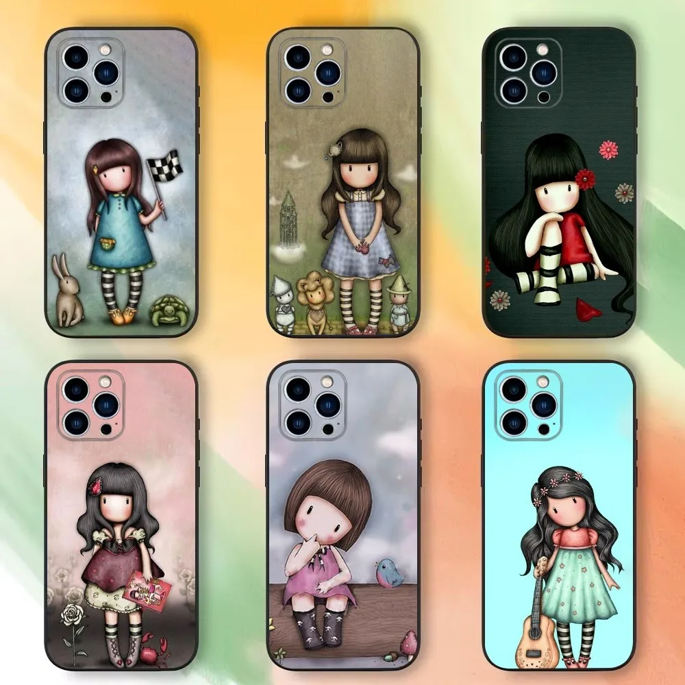 Cute Toilet Girl S-Santoros Phone Case For iPhone 16,15,14,13,12,11 Plus,Pro Max,XS,X,XR,SE,Mini,8,7，Soft Silicone Black Cover