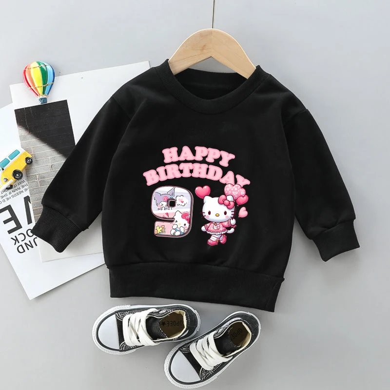 

NEW Hellokittys Children Sweatshirts Birthday Number 1-12 Pullover Kawaii Anime Cartoons Casual Clothes Girl Boy Kid Sportswear