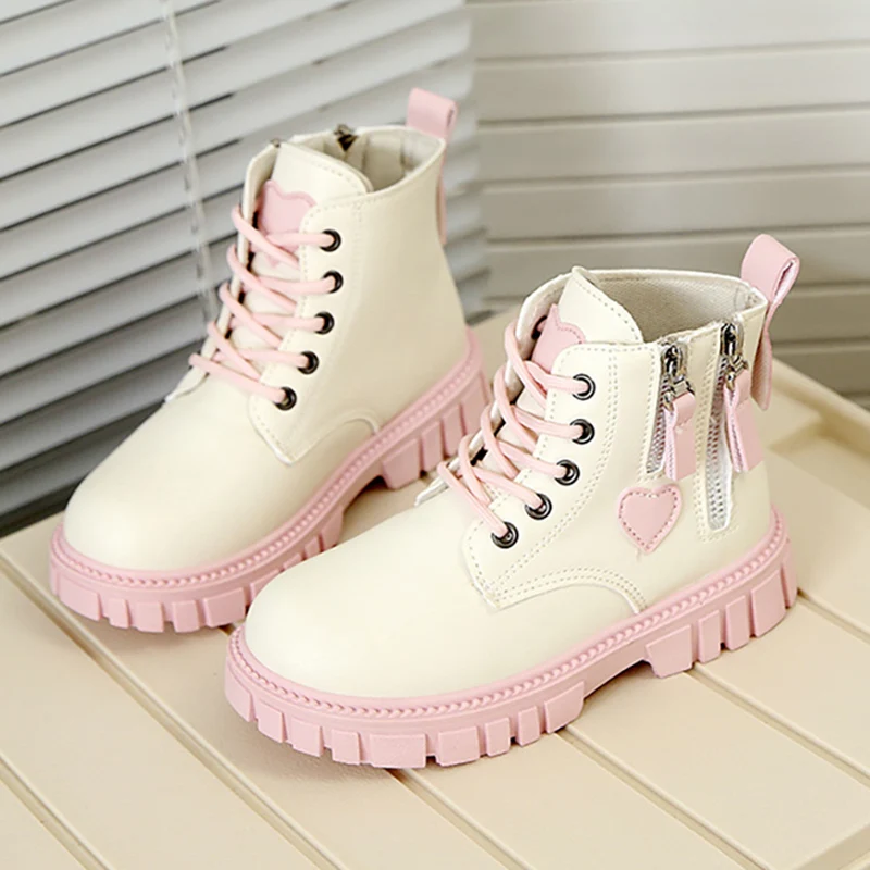 

Korean Style Fashion Boots For Girls PU Leather Waterproof Girl's Boots Anti-slippery Platform Teenager Girl's Ankle Boots