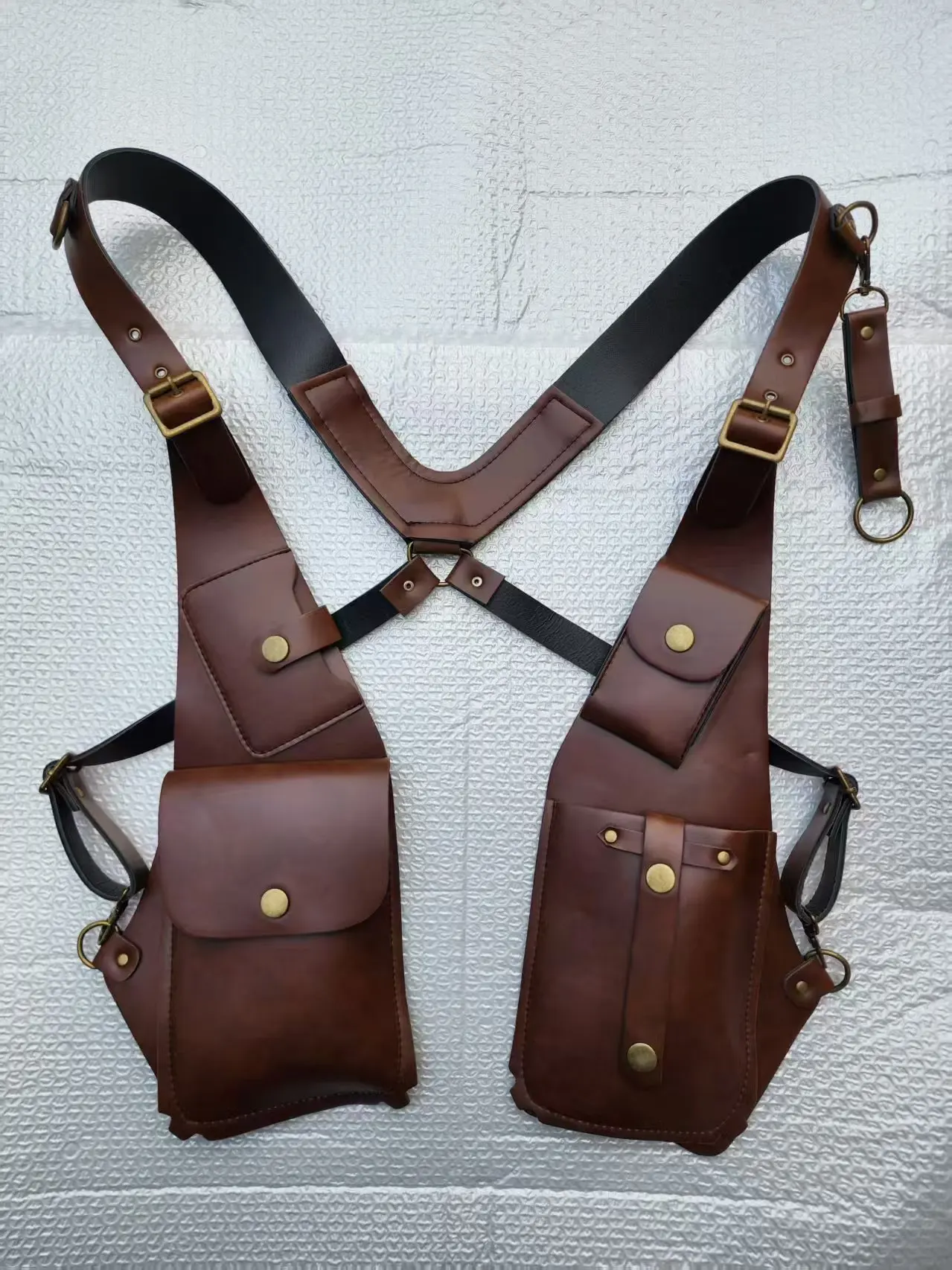 Cosplay PU Leather Harness Holster Bag Hidden Anti‑theft Phone Pouch Wallet Motorcycle Style for Men Women Festival