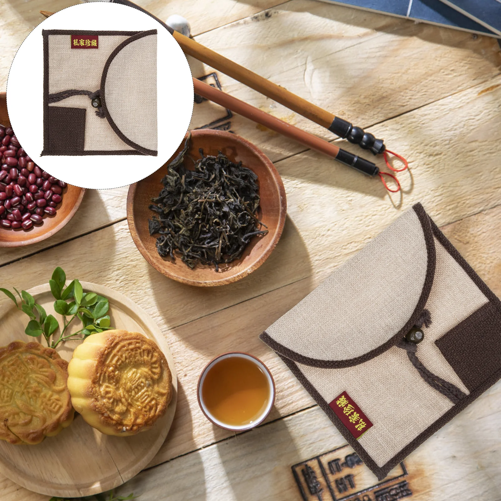 

Cake Storage Bag Premium Cotton Linen Vintage Pouch For Pu'Er Tea Cake Hygienic Breathable Holder Retro Style Tea