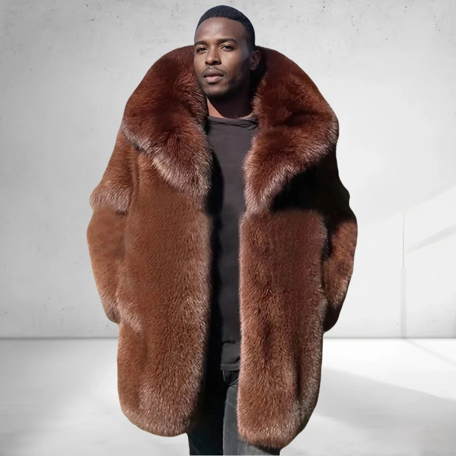 

Winter Men's Jackets Real Fur Coats Mens Full Skin Fox Fur Coats Luxury Warm Mid-Length Jacket 2024 Best Selling