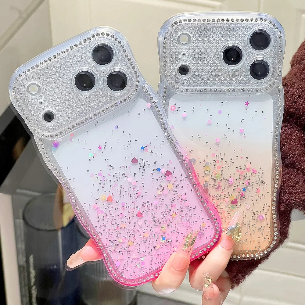 Glitzernde Kunststoff-Handyhülle für iPhone 17 Pro Max, 17 Pro, 17, 16, für iPhone 15, 14, 13 Air, Bling Stars Cover, Transparente Schutzhülle