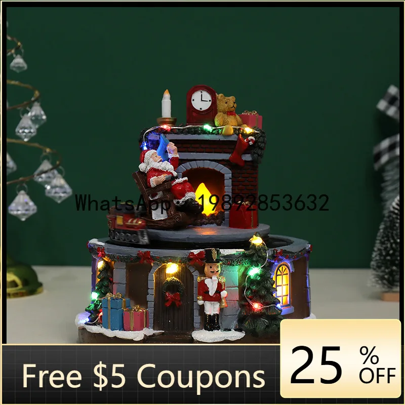 

Z4 Christmas Creative Ornament Electric Music Glowing Snow House Resin Craft