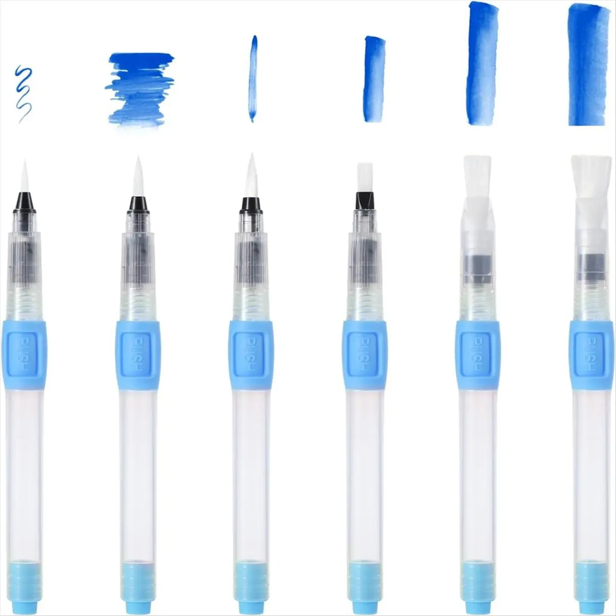 (A26M) 6Pcs Brushes for Painting Watercolor Brush Fountain Pen Nylon Paint Brush Set for Calligraphy Art Supplies Blue