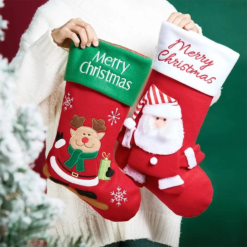 Red Stockings Snowman Old Man Three-Dimensional Bag Stockings Bag