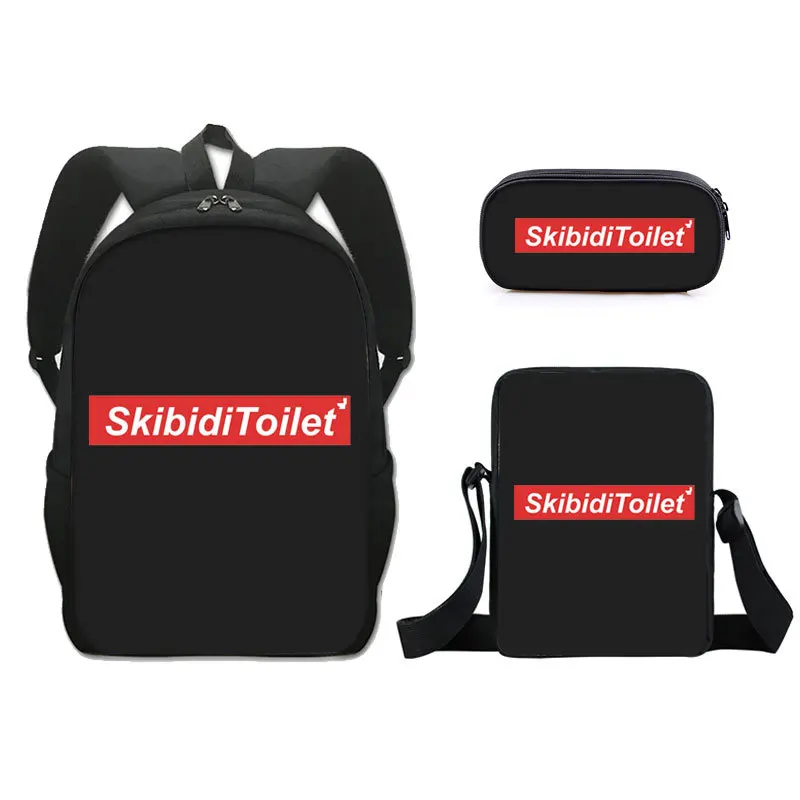 Moda popular skibidi toalete impressão 3d 3 pçs/set aluno sacos de escola portátil mochila mochila ombro inclinado caso lápis