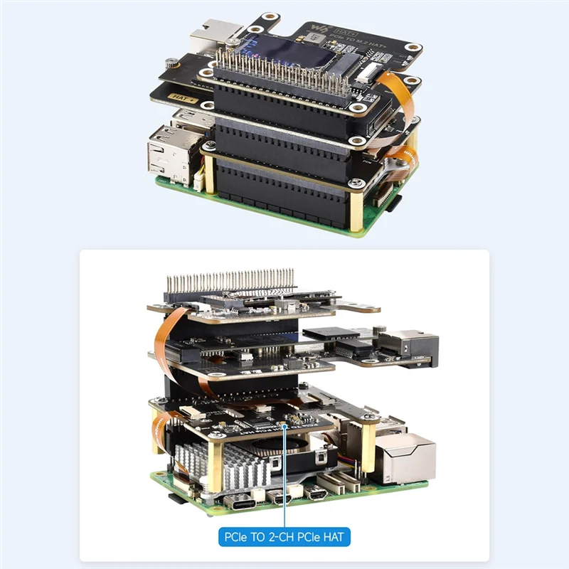 New-Waveshare لـ Raspberry Pi 5 Pcie إلى FFC لوح تمديد ثنائي القناة Pcie FFC لوح تمديد لأداء عالي السرعة