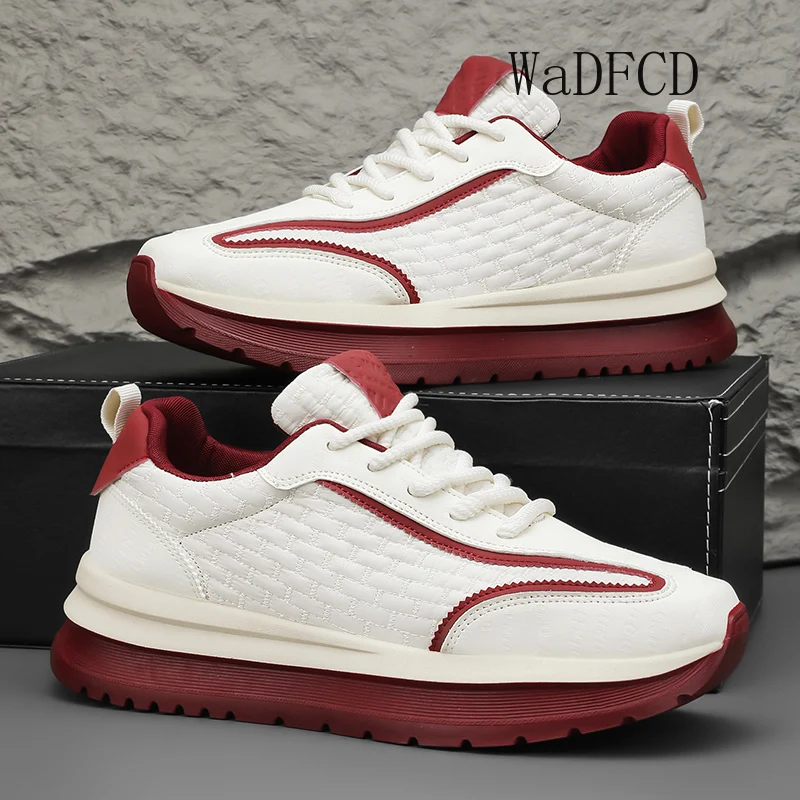 

Chunky Sneaker Men Designer Sport Shoes Fashion Casual Microfiber Leather Fabric Breathable Height Increased Flat Platform Shoes