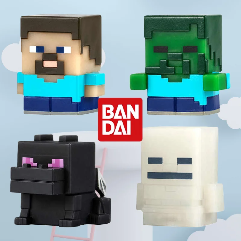 Figura de Acción de Minecraft de Bandai Namco, Mascota Luminosa de Steve, Zombi, Dragón Ender y Esqueleto, Mini Figura Luminosa de Gashapon, Aproximadamente 5 cm