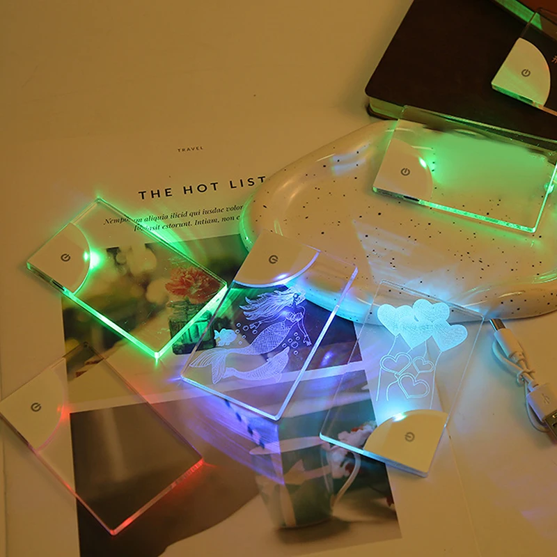 LED 빈 아크릴 빛나는 명함 조명, 투명 이름 태그 보드 배터리 전원, 남자 친구, 아빠용 DIY 선물, 1PC