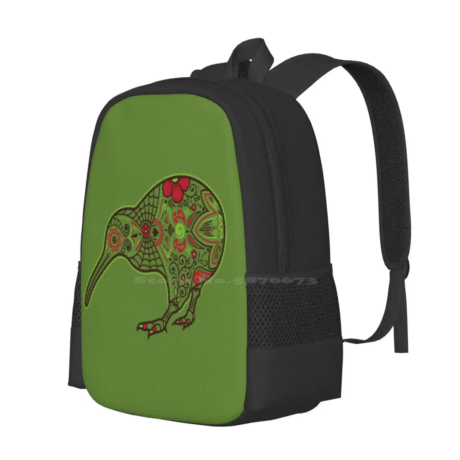 Day Of The Kiwi Hot Sale Schoolbag Backpack Fashion Bags Kiwi Bird New Zealand Sugar Skull Mexican Mexico Animal Day Of The