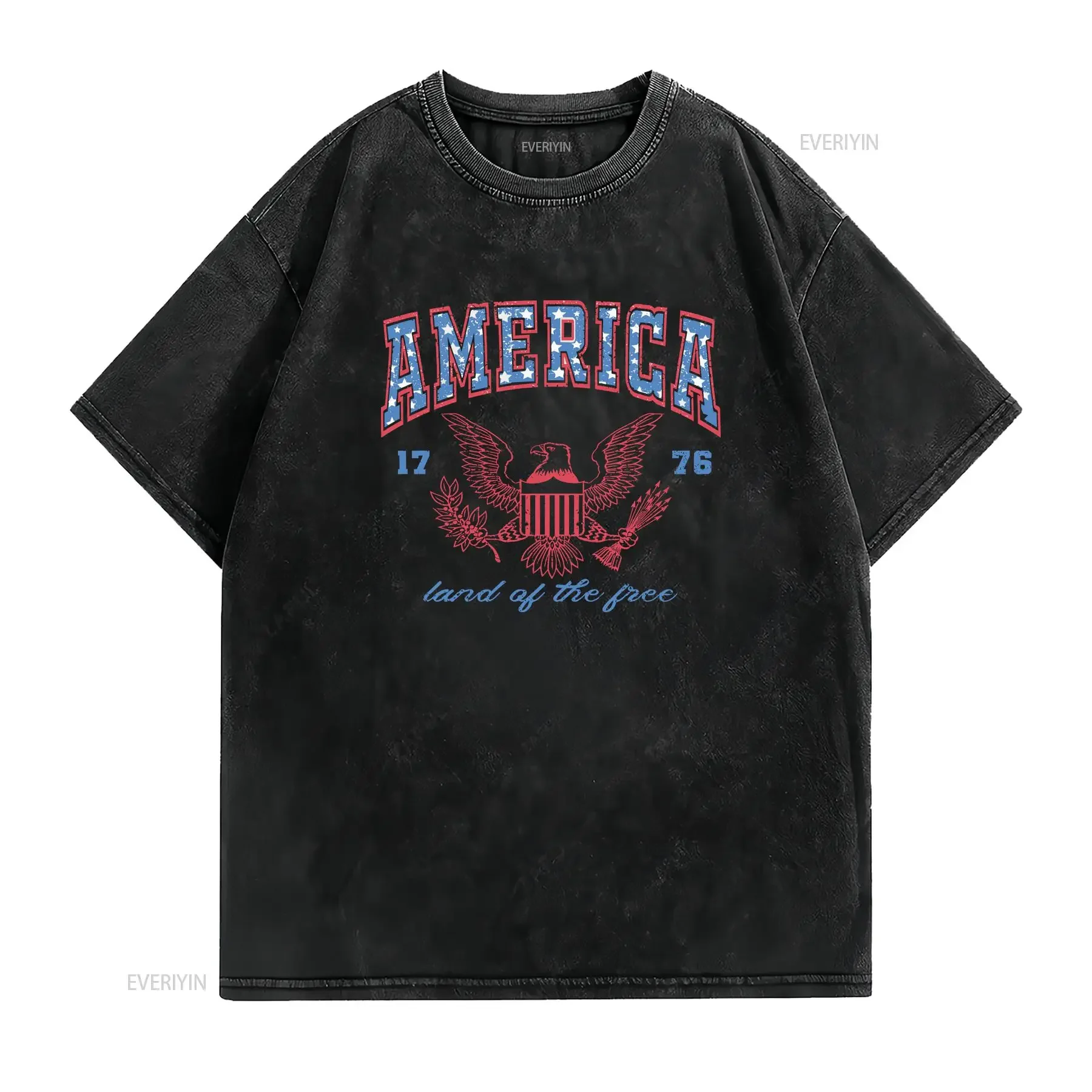 USA shirt Summer BBQ t Red White and Blue America Land Of Free Women's 4th July Fourth 1776 vintage Washed designer clothes