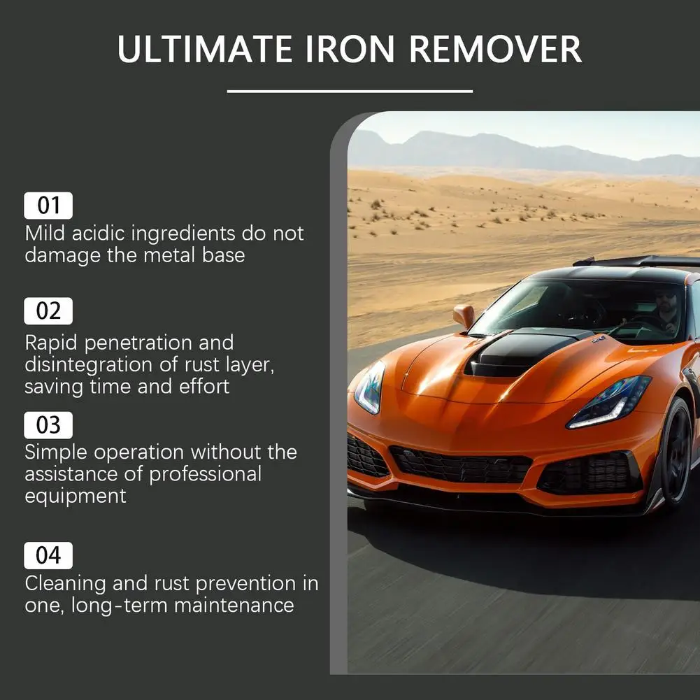 120ml Ultimate Iron Remover Spray Car Rust Remover for Wheel Exhaust Pipe, Metal Rust Dissolver Paint Safe Rust Cleaner for Auto
