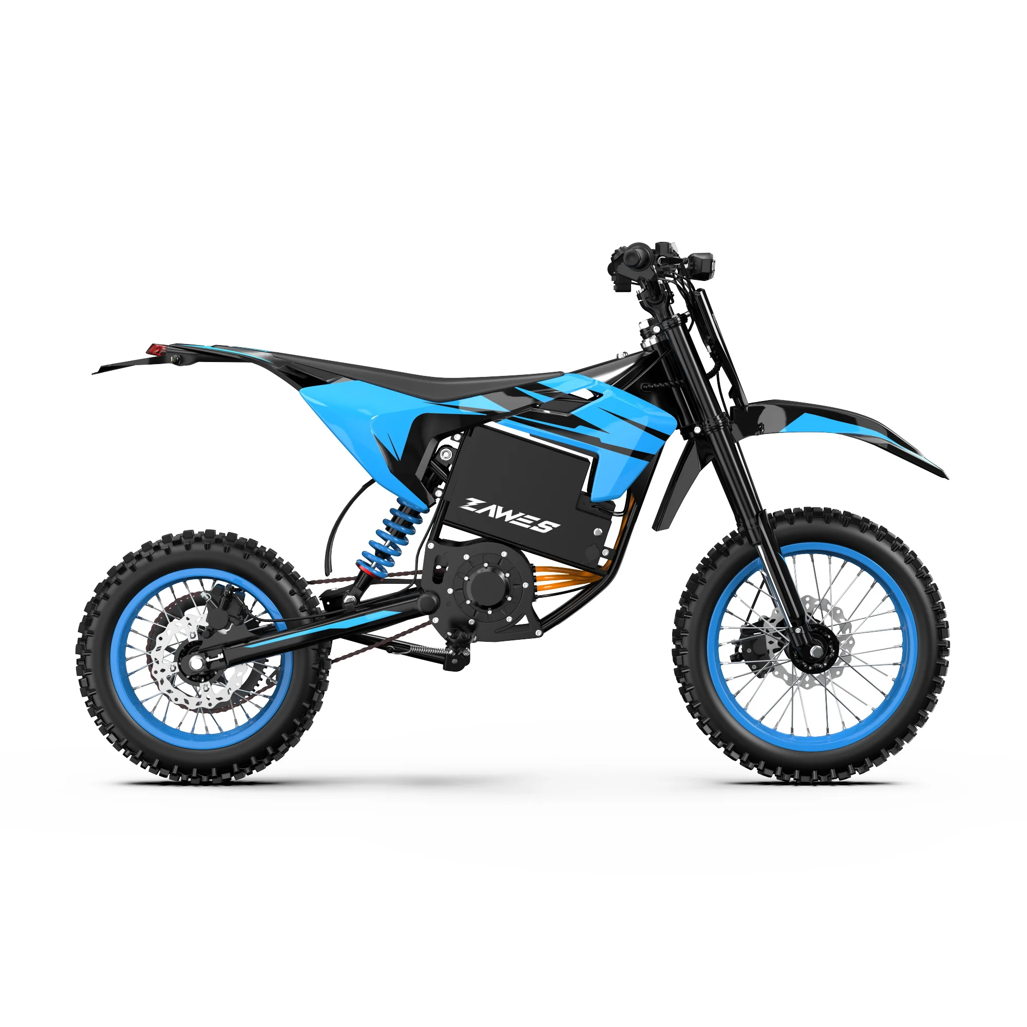 Bicicletta elettrica ZAWES S3: motore da 5000 W, batteria da 60 V e 23,4 Ah, velocità massima di 75 km/h, autonomia di 60–70 km e pneumatici da 14/12 pollici.