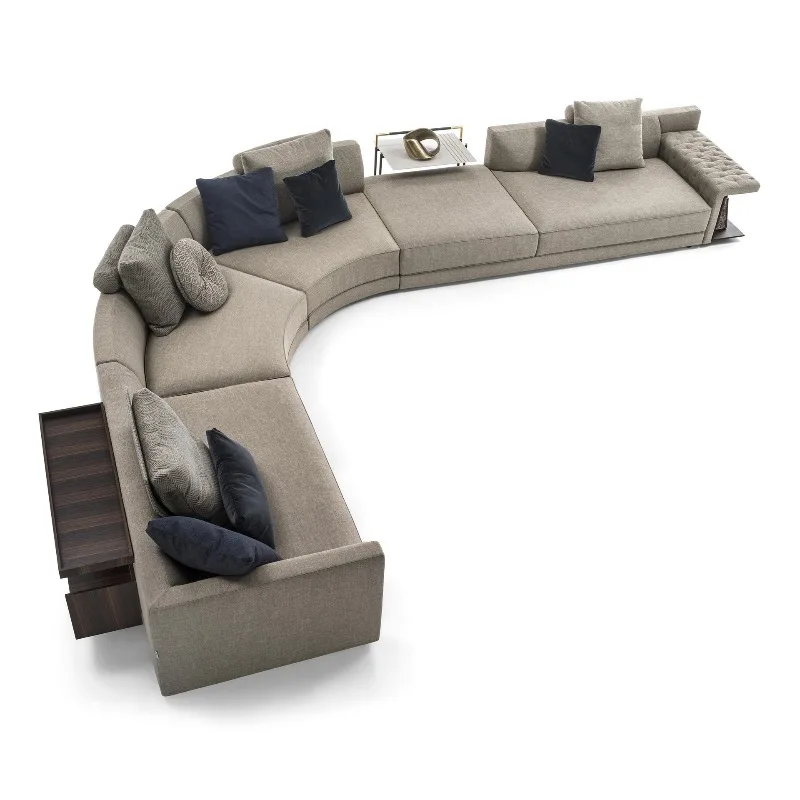 Fabric sofa combination light luxury corner special-shaped curved Italian sofa