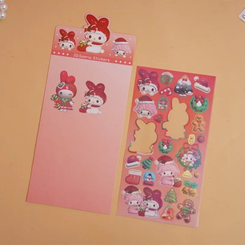 Nova venda quente sanrio adesivos de natal feitos à mão diy mão conta decoração adesivos dos desenhos animados bonito kulomi adesivos