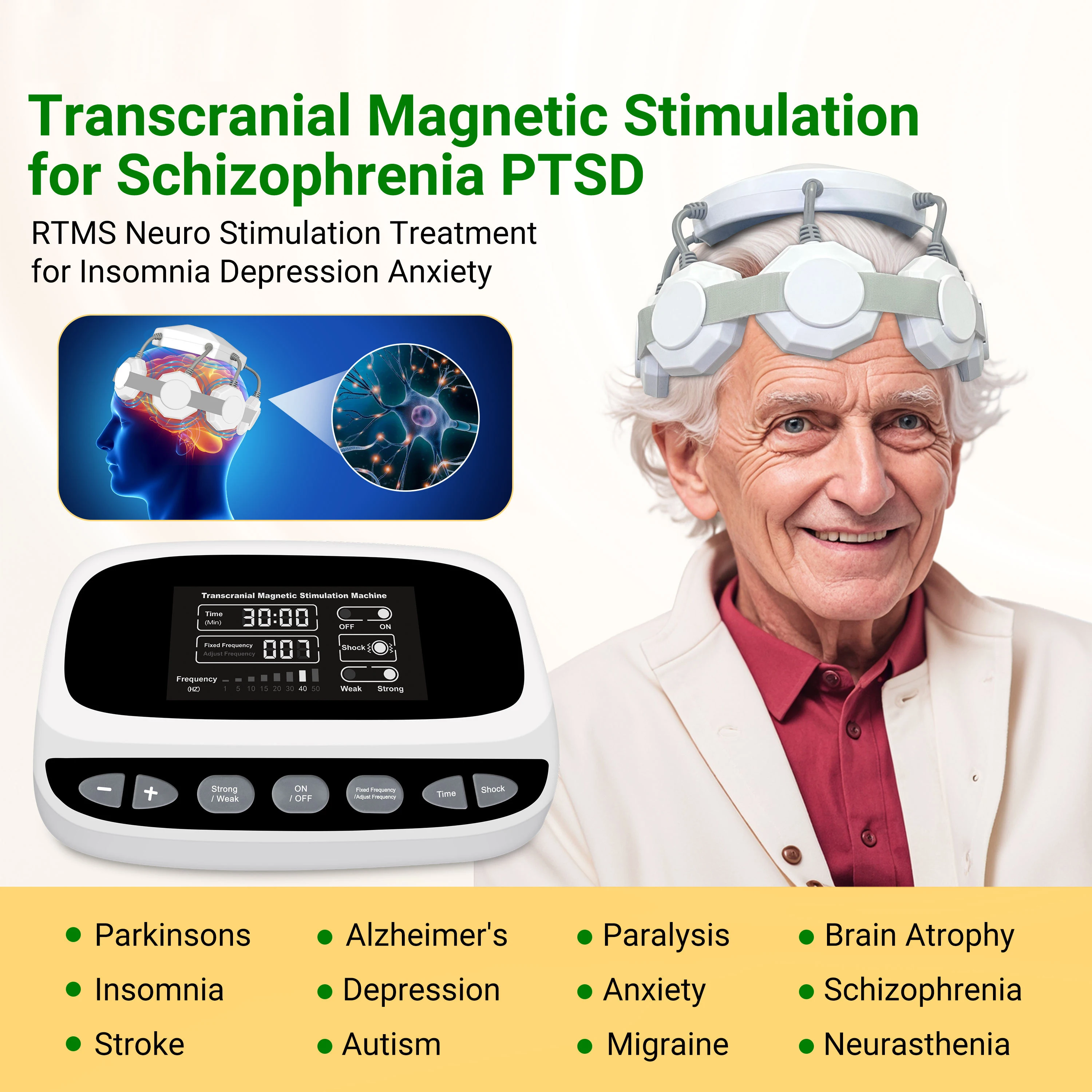 

No physical sensation Transcranial Magnetic Stimulation RTMS Machine for Memory Loss Treatment and Brain Focus Enhancement