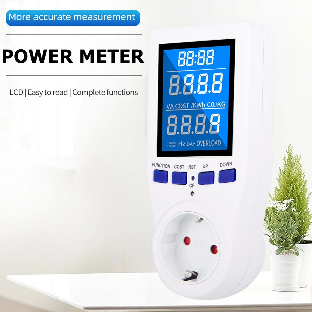 110/220V AC EU Misuratore di potenza Display digitale LCD Wattmetro Presa Potenza Kwh Misuratore di energia US UK Presa di misurazione Analizzatore di potenza