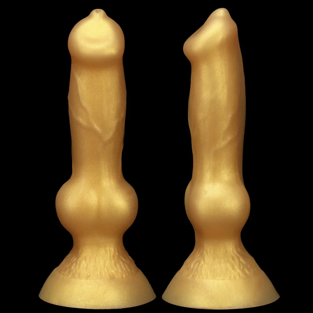 Entry-level Female Masturbator Golden Mini Dog Dildos Realistic Animal Penis Small Wolf Dick Anal Sex Soft Toys For Women 18+