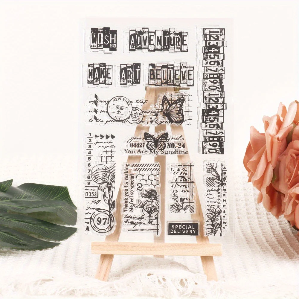 ป้ายดิจิตอลวินเทจขนาด11*16ซม. ทำจากซิลิโคนลายดอกไม้แสตมป์ใสสำหรับวางแผนวารสารขยะแสตมป์ตกแต่งสมุดติดรูปธรรมชาติ