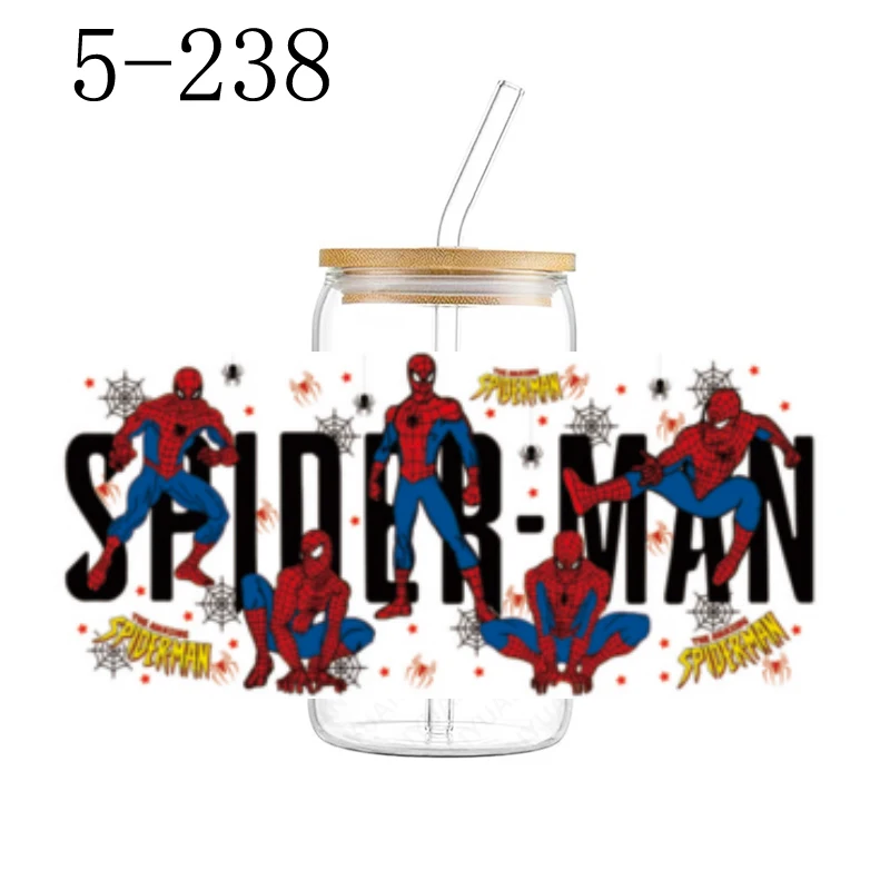 1pcs super hero spiderman hulk 16oz DTF Sticker Cups Personalize UV Wrap Transfer DIY Logo Selfadhesive Waterproof