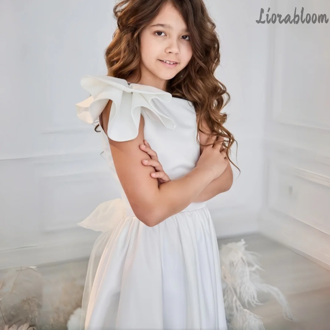 

Girls' White Designer Wedding Gown Formal Wedding Attire Fresh Elegant Flower Girl Dress Layered Party Evening Gown