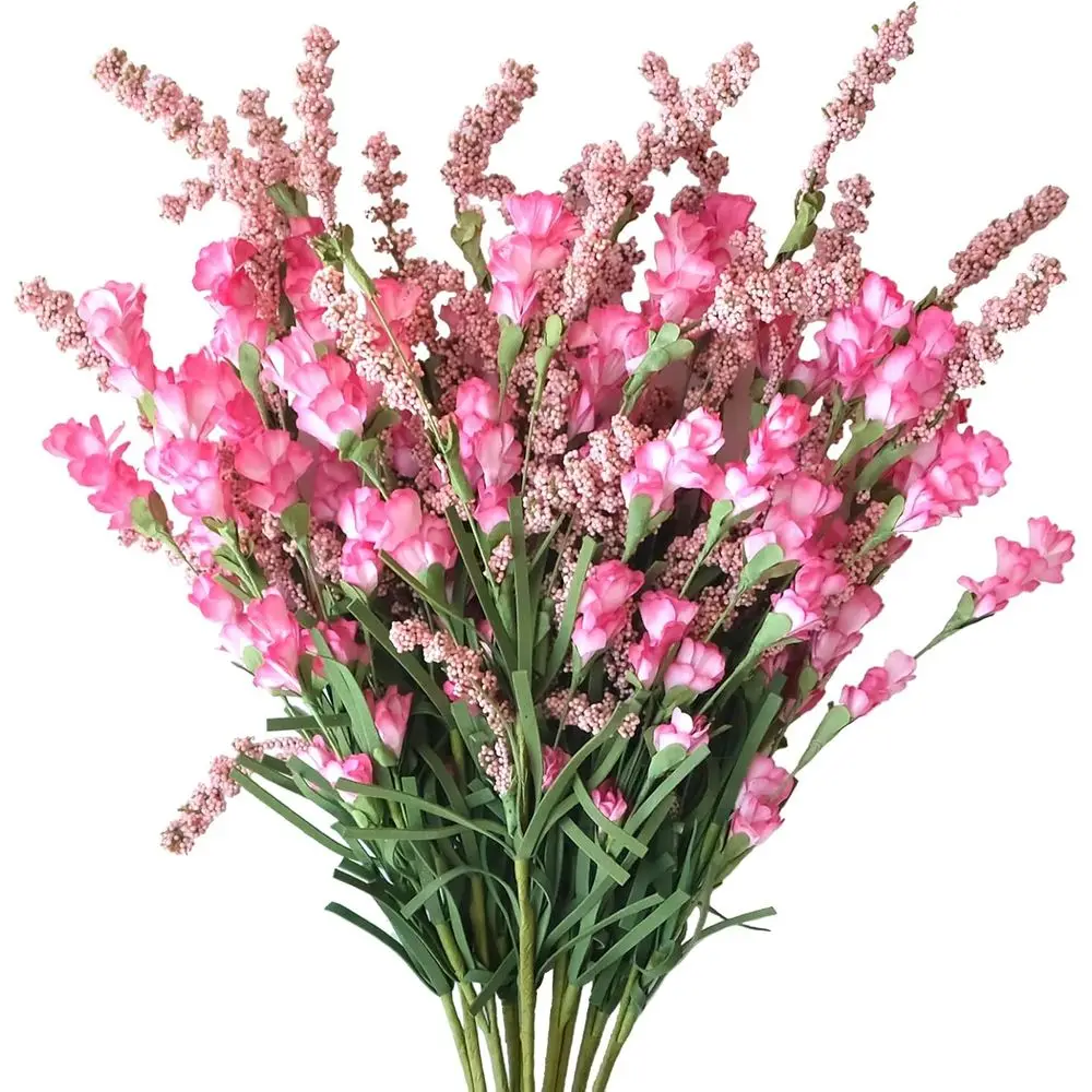 

10 Pack Artificial Lower Stem Spring/Summer Vase Bouquets for Weddings, Parties, and Home Decor (Pink)