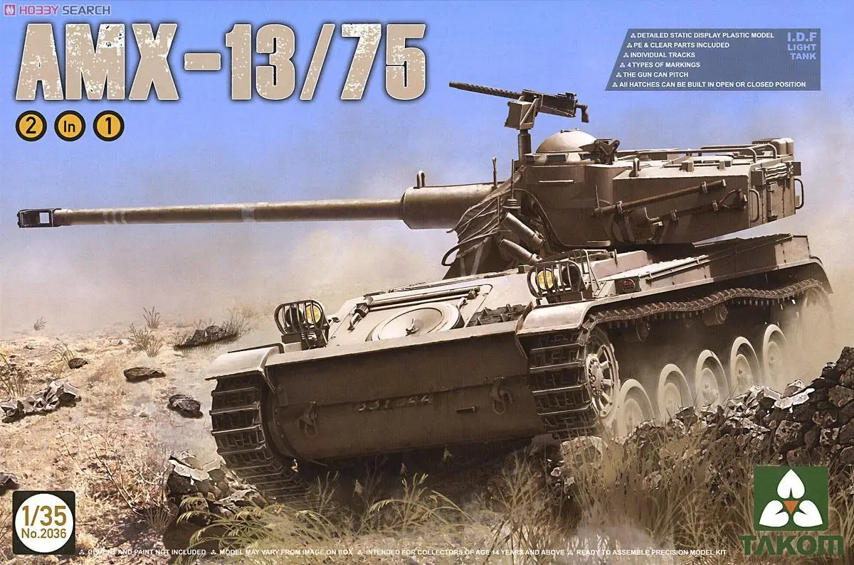 

Takom 1/35 2036 AMX-13/75 IDF Light Tank 2 in 1 Model Kit