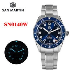 Watchdives x San Martin 38mm NH34 GMT Watch SN0140W Stainless Steel Domed Sapphire 20Bar Super Luminous Fashion Business Watch