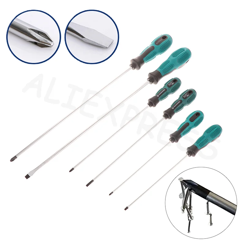 

Unit Repair Tool - Green Rubber Handle Magnetic Screwdriver - Long Slotted Phillips Head