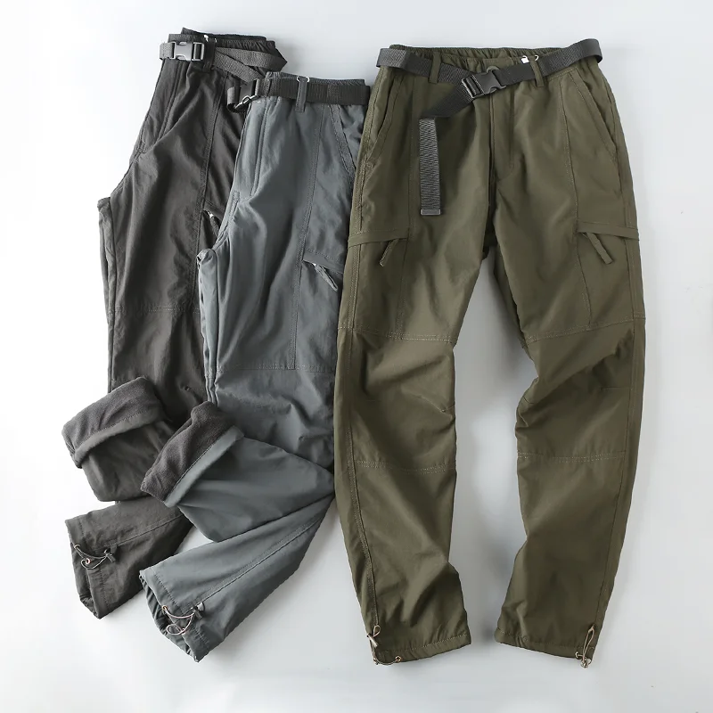 Tecnología resistente al viento y al agua ¡Rendimiento de costo de gama alta! Pantalones informales forrados de lana para hombre, pantalones Cargo cálidos para exteriores, Invierno