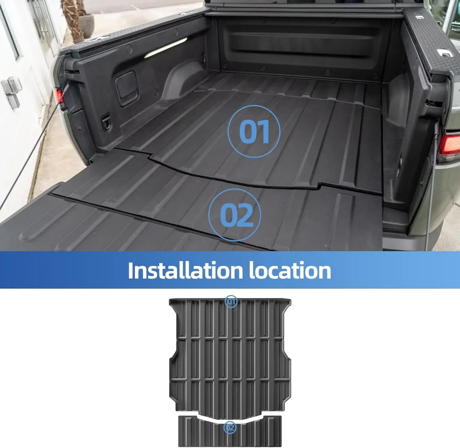 الحصير ل ريفيان R1T 2022 - 2025 اكسسوارات الجبهة الخلفية الجذع الحصير الباب الخلفي حصيرة جميع الأحوال الجوية TPE اكسسوارات الحصير سيارة #4