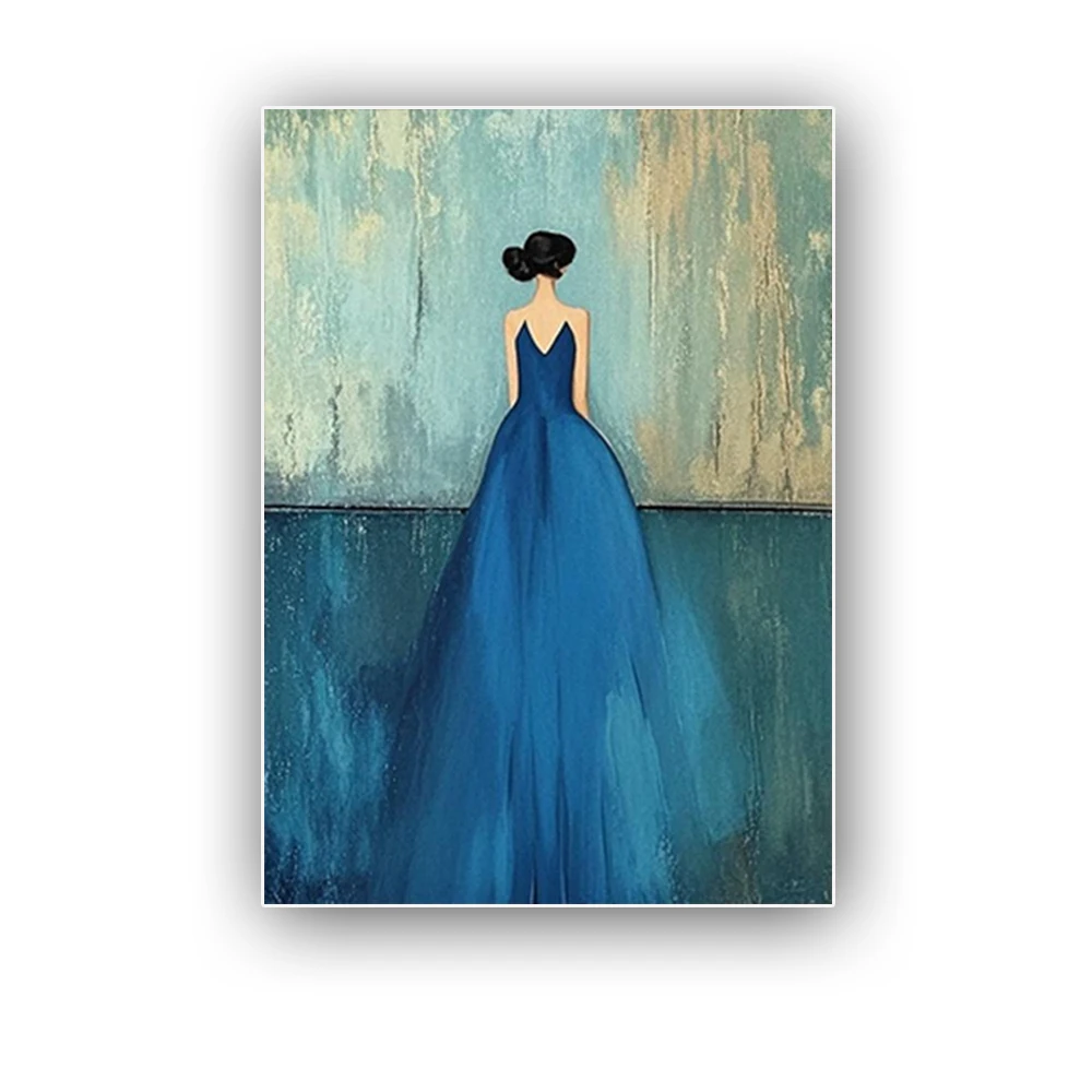 

Vertical Golden And Blue Lines Canvas Wall Art 100%hand-painted Oil Paintings Abstract Texture Canvas Painting Modern Home Decor