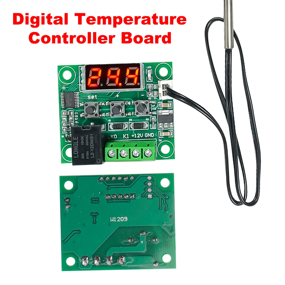 

W1209 DC12V Digital Temperature Controller Board 10A Relay Micro Thermostat with Waterproof Sensor