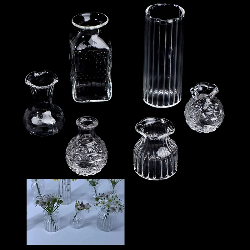 Maceta en miniatura para casa de muñecas, florero, lavabo de vidrio, muebles de bricolaje, juguetes para decoración de casa de muñecas, Mini accesorios, 1:12