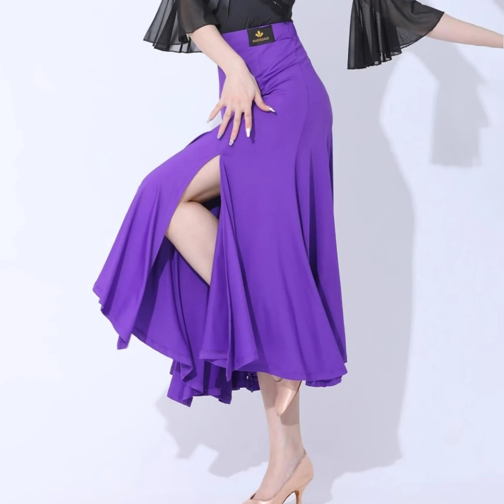 Ballroom Dance Skirt Solid Sexy Slit Hem Practice Wear Flamenco Clothes Waltz Competition Costume Stage Performance Outfits