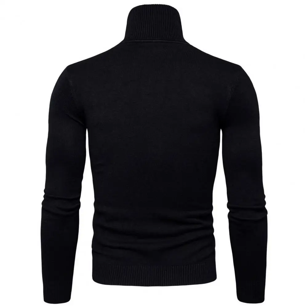 Spring Top Men's Slim Fit High Collar Knitted Sweater for Fall Winter Daily Wear Plus Size Warm Pullover with Long for Sport