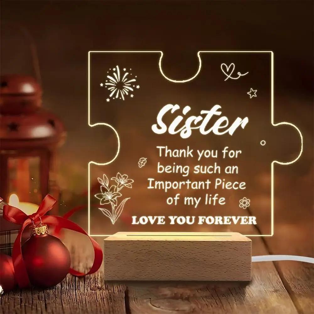 

1 шт. акриловый световой дисплей, аксессуары для фотосъемки, USB-основание, подарок для братьев и сестер, фигурки-головоломки