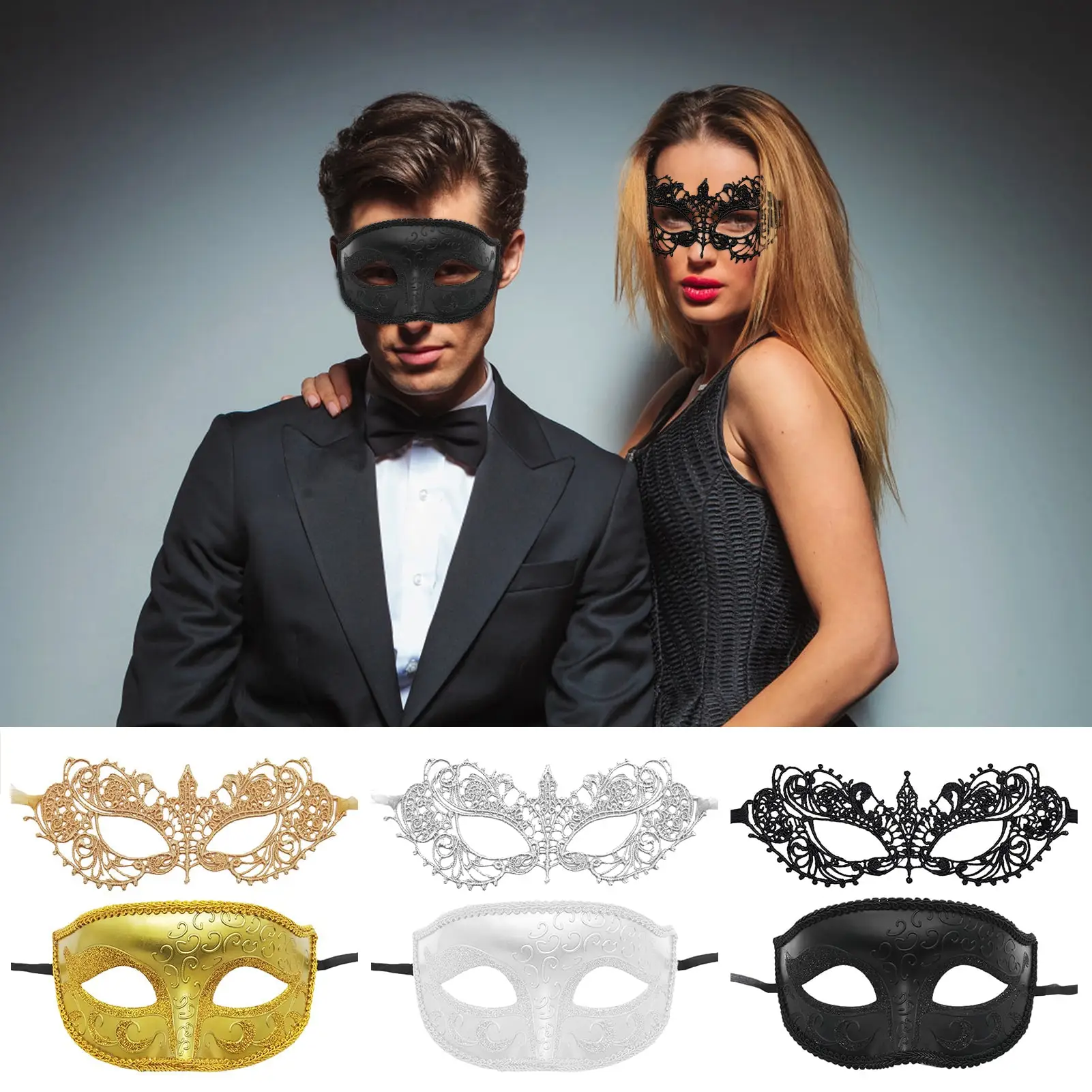 Maschere in maschera per coppia veneziana donna pizzo uomo PP Costume Cosplay carnevale Prom Party personalità maschere copricapo