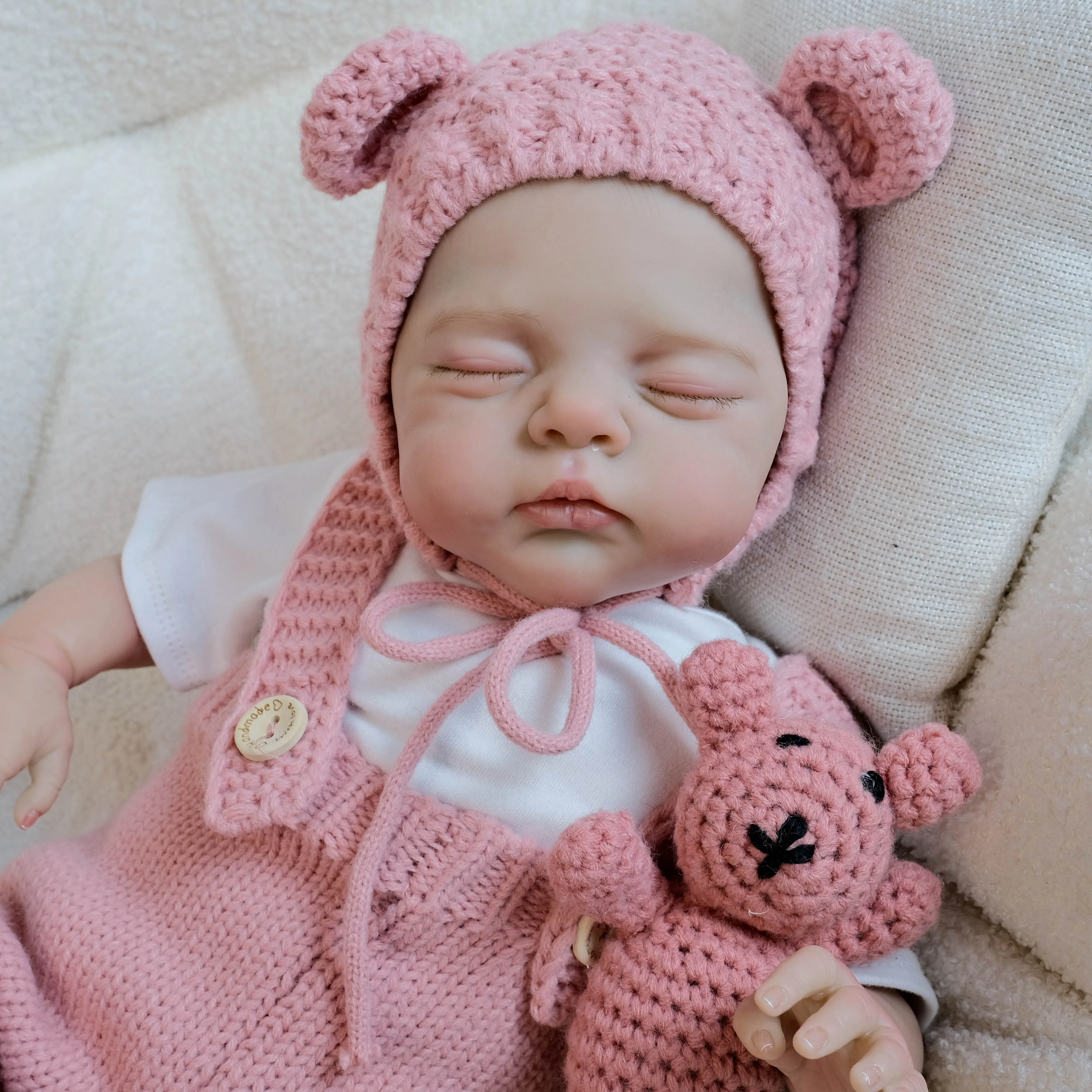 18 Inch Reborn Doll - Newborn Baby Doll - Realistic Handmade Soft Body With Hand Draw Hair & Hand Painted Visible Vein