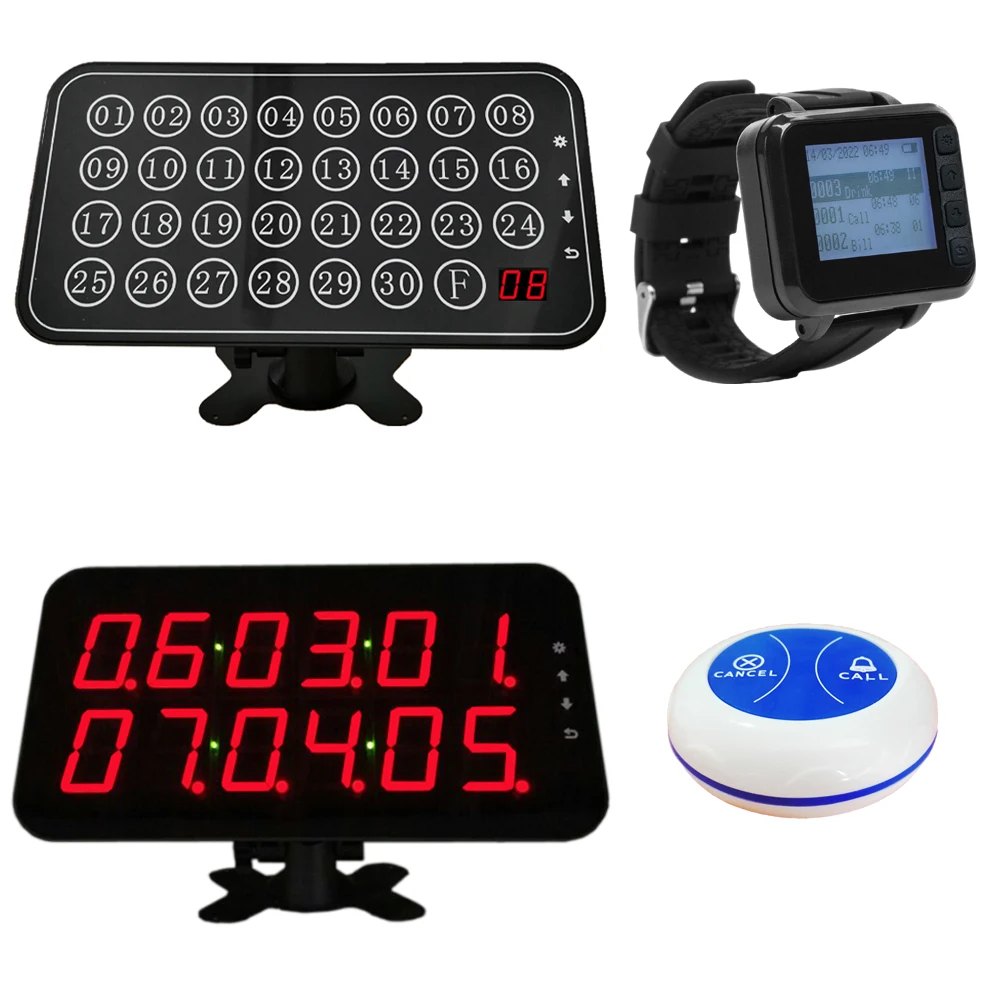 Waterproof Wireless Waiter Calling System Table Caller Bell Watches for Restaurant Pager Buzzer Bubble Tea Cafe Bar