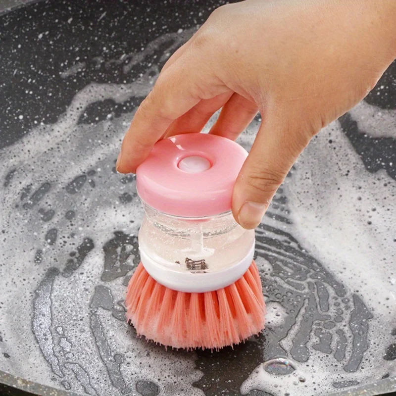 3pcs Automatic liquid adding brush for room washing and pot washing, oil stain remover