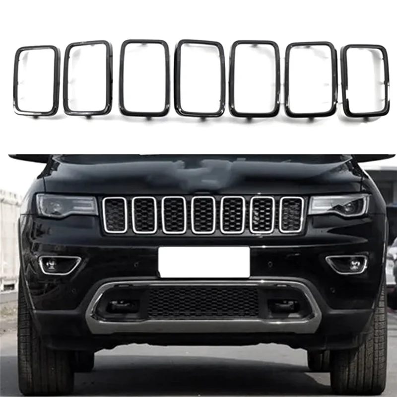 

Front Grille Grill Ring Cover Inserts Protectors Frame Trims Kit For Jeep Grand Cherokee 2017-2021 68317863AA