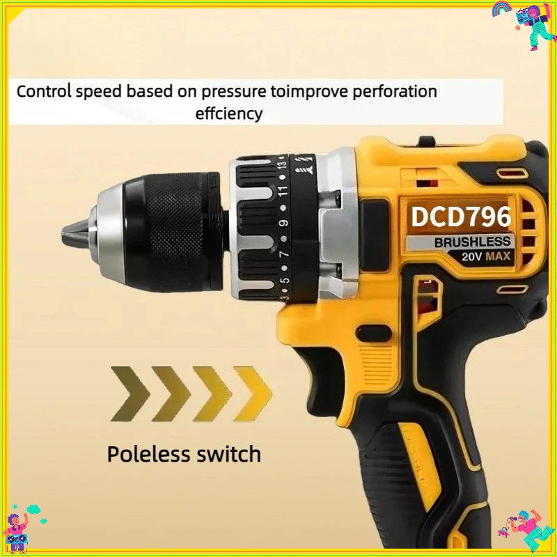 Fit Dewalt DCD796 Brushless Impact Drill Brushless Drill Multifunctional Rechargeable Portable 20V Battery Power Tools