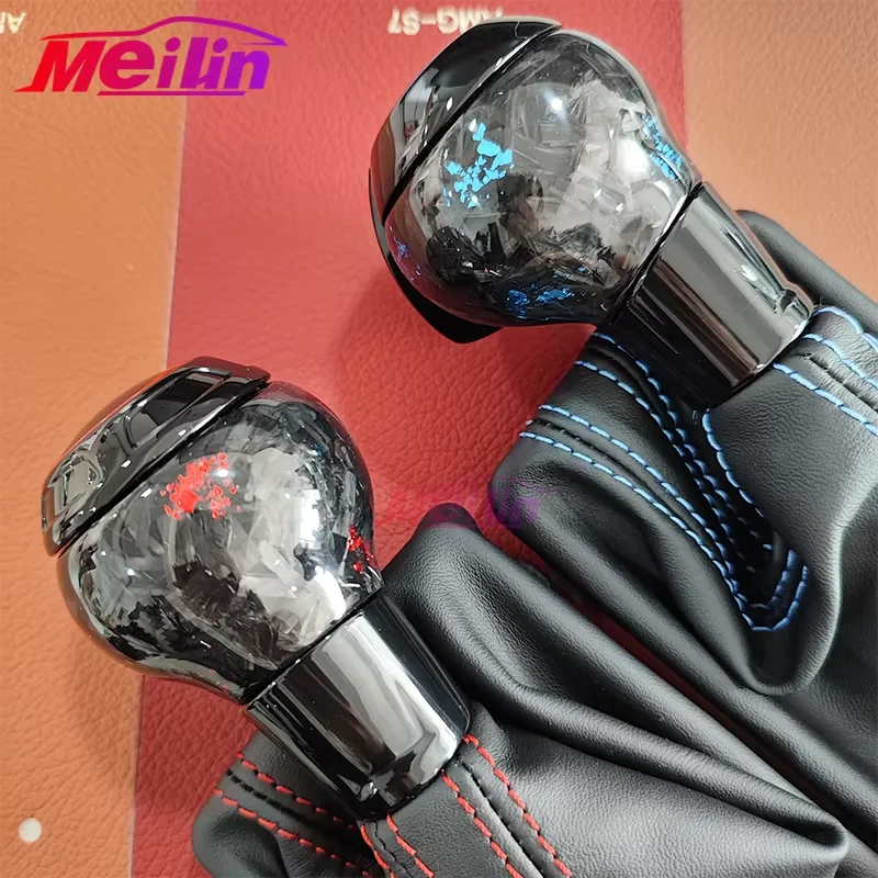 

Suitable for Audi A3 S3 RS3 S6 RS6 A7 A6 Golf 7 7.5 GTI left-hand drive car forged carbon fiber shift lever red foil blue foil