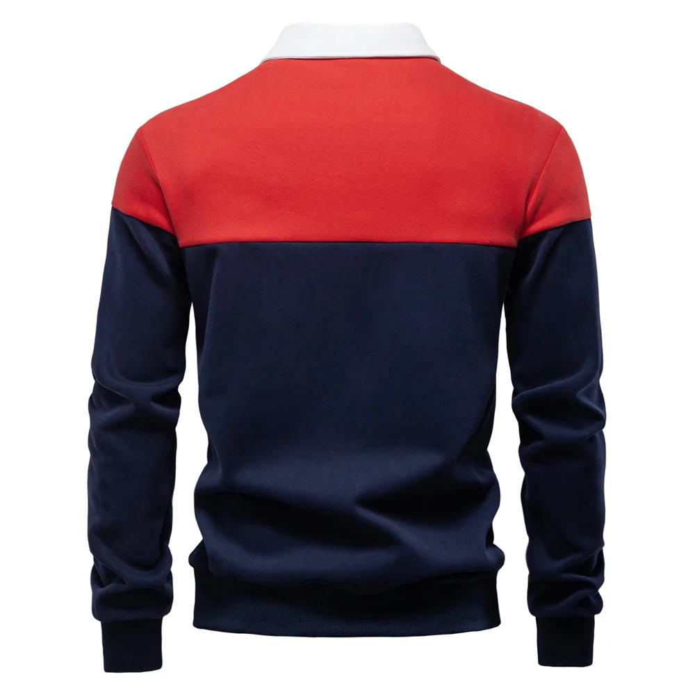 Spring Long Sleeve Polo Collar Sweatshirt Men's Casual Premium Top